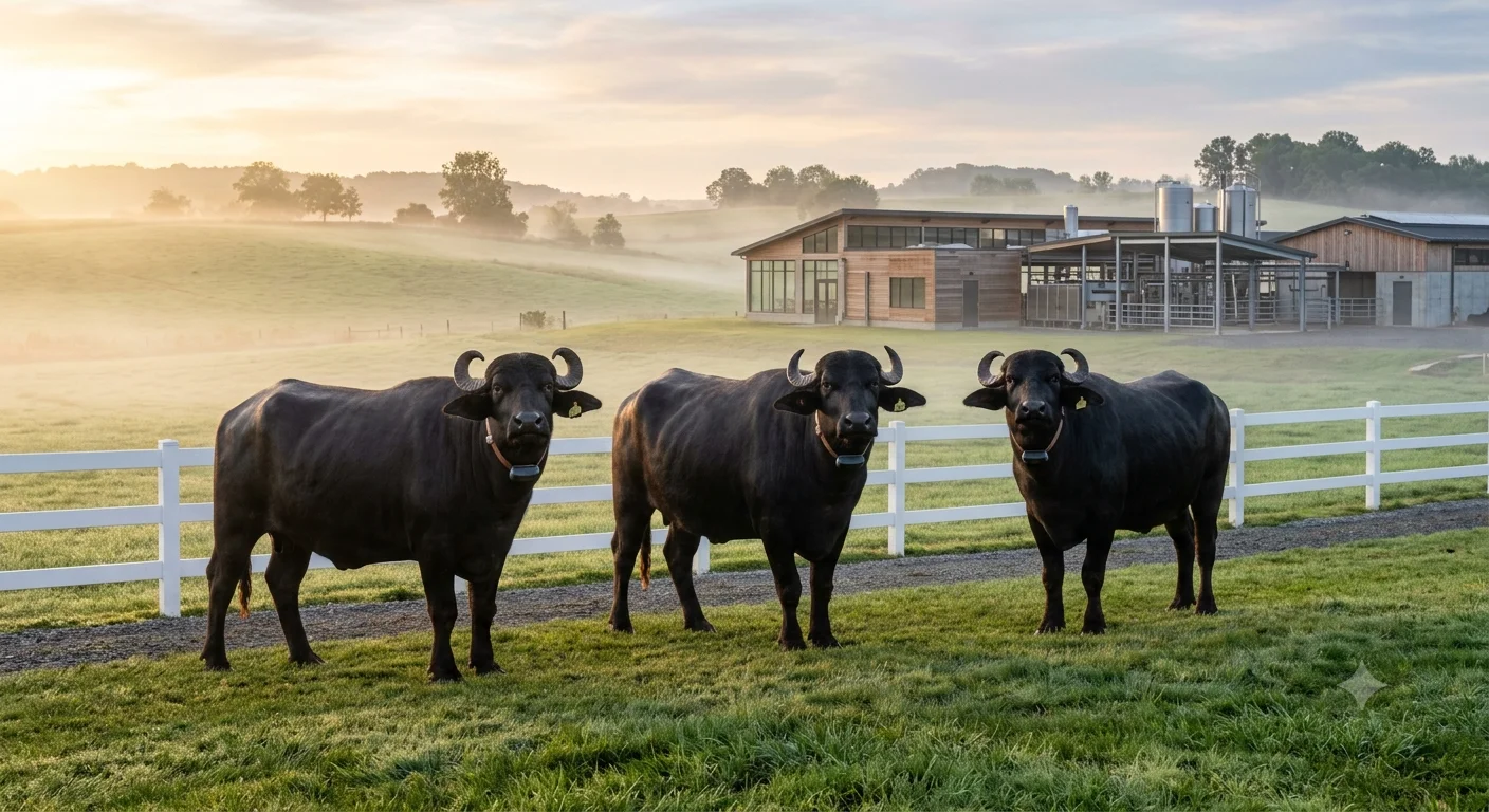 Healthy dairy buffaloes at Organico Pakistan Farms