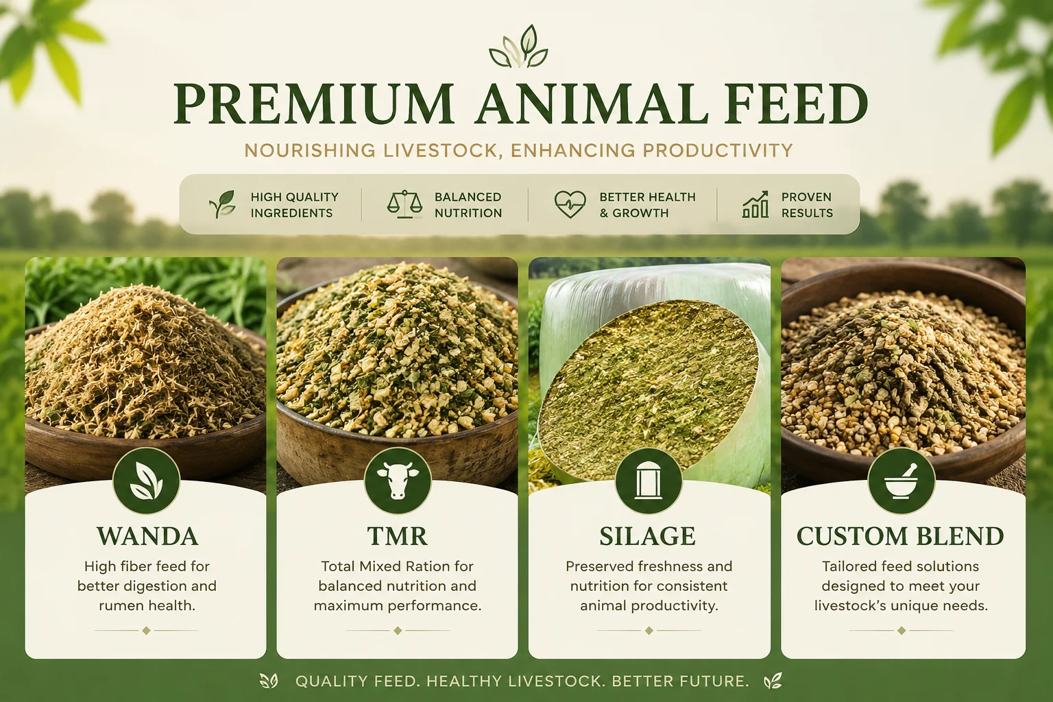 Animal feed products — TMR, Wanda and silage from Organico Pakistan Farms